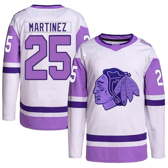 Adidas Alec Martinez Chicago Blackhawks Authentic Hockey Fights Cancer Primegreen Jersey - White/Purple