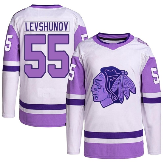 Adidas Artyom Levshunov Chicago Blackhawks Authentic Hockey Fights Cancer Primegreen Jersey - White/Purple