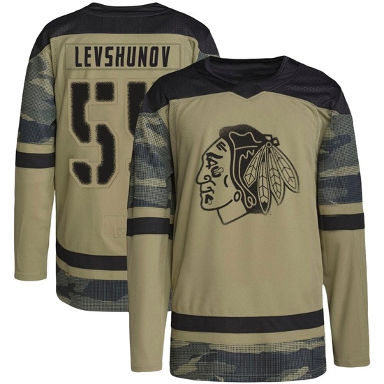 Adidas Artyom Levshunov Chicago Blackhawks Authentic Military Appreciation Practice Jersey - Camo