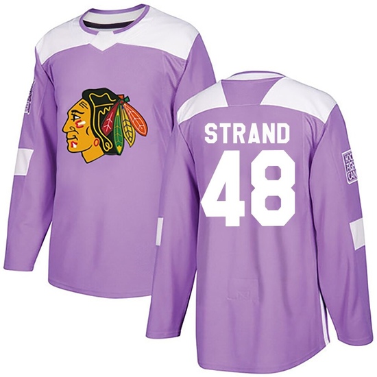 Adidas Austin Strand Chicago Blackhawks Authentic Fights Cancer Practice Jersey - Purple