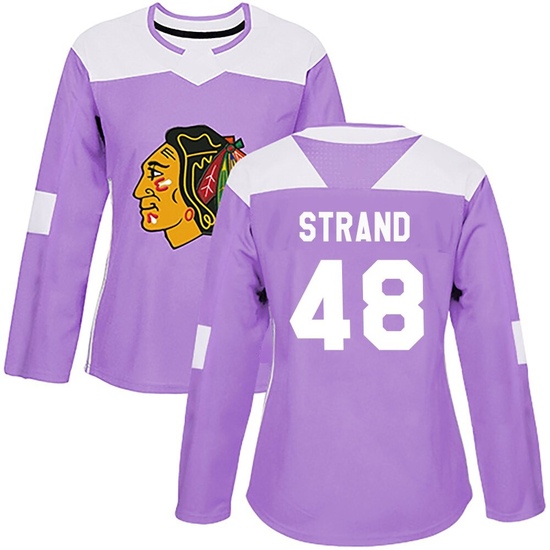 Adidas Austin Strand Chicago Blackhawks Women's Authentic Fights Cancer Practice Jersey - Purple