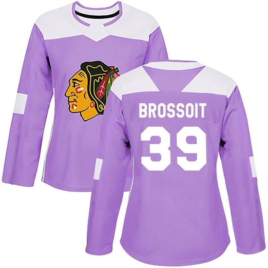 Adidas Laurent Brossoit Chicago Blackhawks Women's Authentic Fights Cancer Practice Jersey - Purple