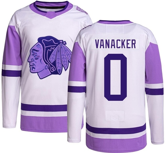 Adidas Marek Vanacker Chicago Blackhawks Authentic Hockey Fights Cancer Jersey -