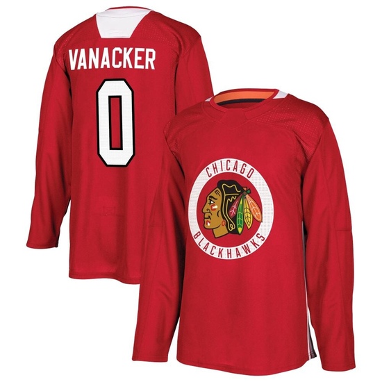 Adidas Marek Vanacker Chicago Blackhawks Authentic Home Practice Jersey - Red