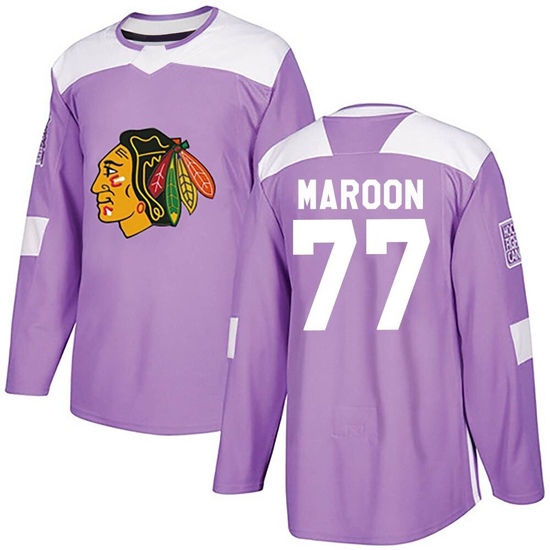 Adidas Pat Maroon Chicago Blackhawks Authentic Fights Cancer Practice Jersey - Purple