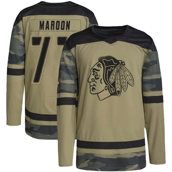 Adidas Pat Maroon Chicago Blackhawks Authentic Military Appreciation Practice Jersey - Camo