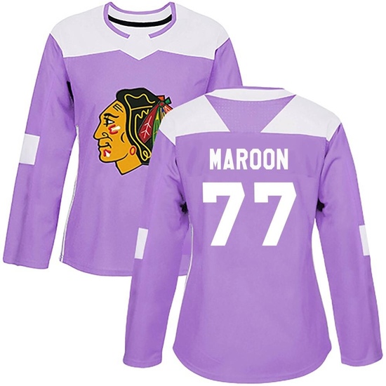 Adidas Pat Maroon Chicago Blackhawks Women's Authentic Fights Cancer Practice Jersey - Purple