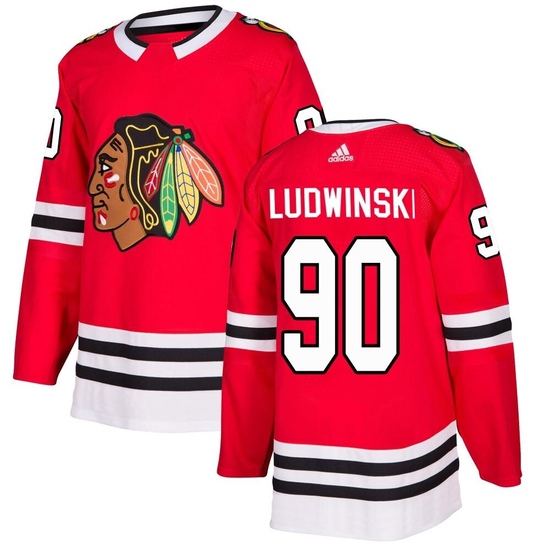 Adidas Paul Ludwinski Chicago Blackhawks Authentic Home Jersey - Red