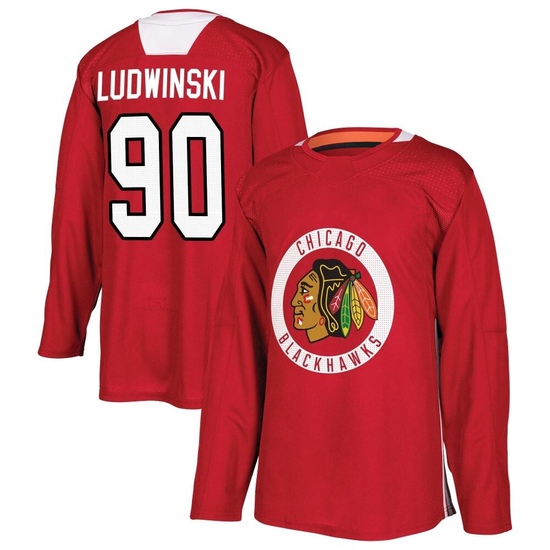 Adidas Paul Ludwinski Chicago Blackhawks Youth Authentic Home Practice Jersey - Red