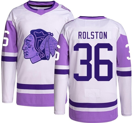 Adidas Ryder Rolston Chicago Blackhawks Authentic Hockey Fights Cancer Jersey -