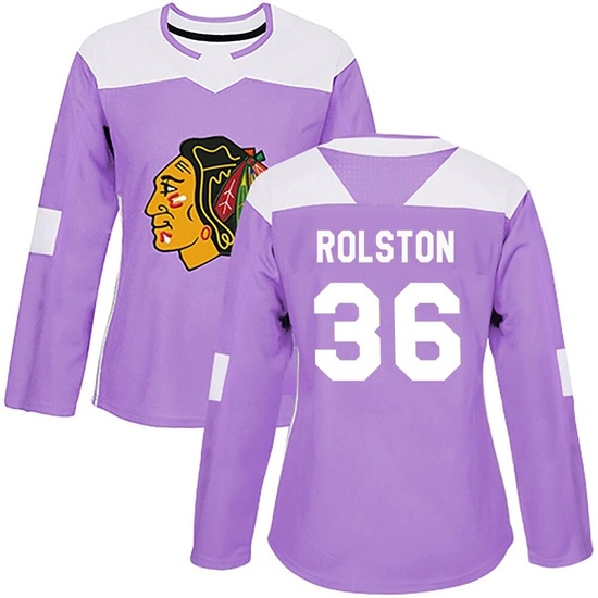 Adidas Ryder Rolston Chicago Blackhawks Women's Authentic Fights Cancer Practice Jersey - Purple