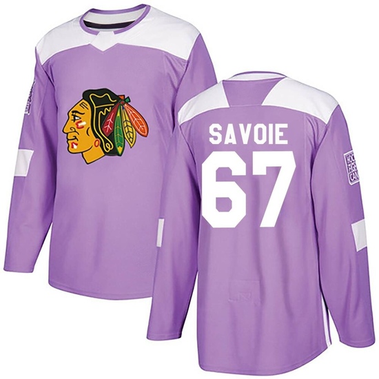 Adidas Samuel Savoie Chicago Blackhawks Authentic Fights Cancer Practice Jersey - Purple