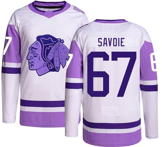 Adidas Samuel Savoie Chicago Blackhawks Authentic Hockey Fights Cancer Jersey -