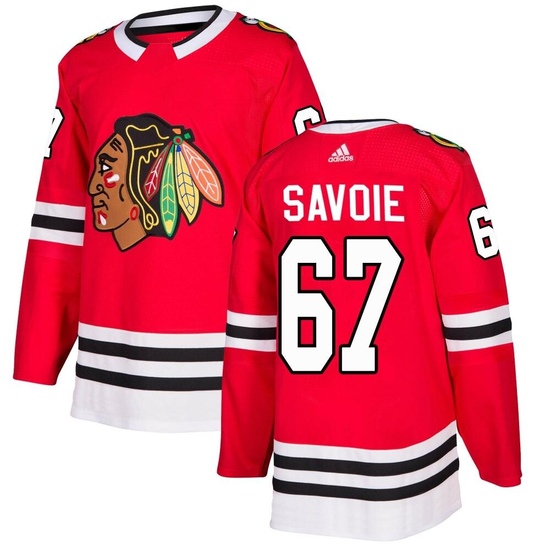 Adidas Samuel Savoie Chicago Blackhawks Authentic Home Jersey - Red