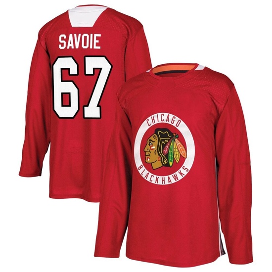 Adidas Samuel Savoie Chicago Blackhawks Authentic Home Practice Jersey - Red