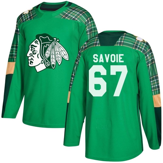 Adidas Samuel Savoie Chicago Blackhawks Authentic St. Patrick's Day Practice Jersey - Green