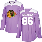 Adidas Teuvo Teravainen Chicago Blackhawks Authentic Fights Cancer Practice Jersey - Purple