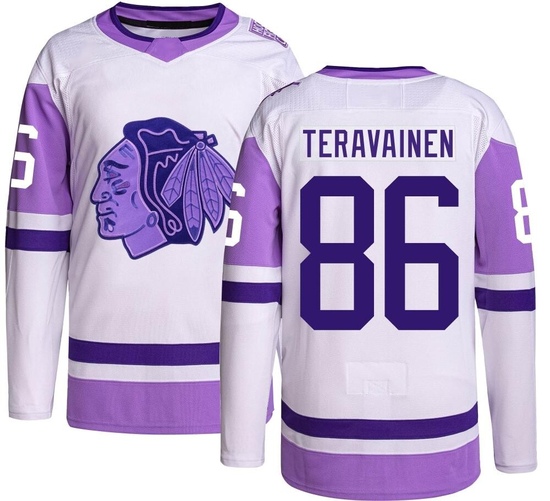 Adidas Teuvo Teravainen Chicago Blackhawks Authentic Hockey Fights Cancer Jersey -