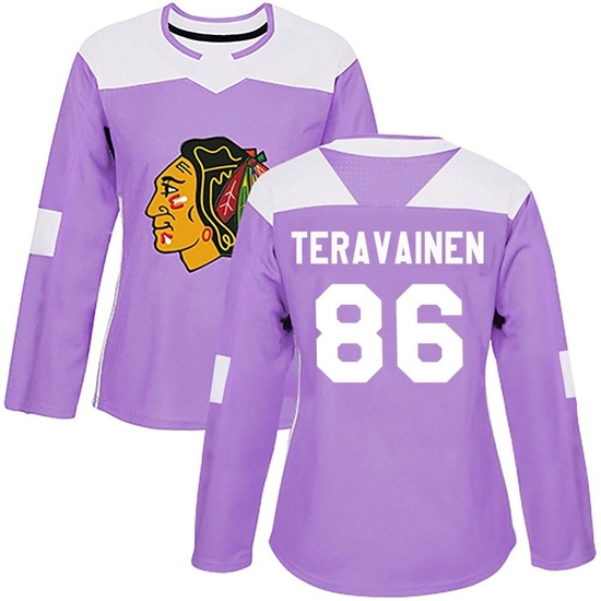 Adidas Teuvo Teravainen Chicago Blackhawks Women's Authentic Fights Cancer Practice Jersey - Purple