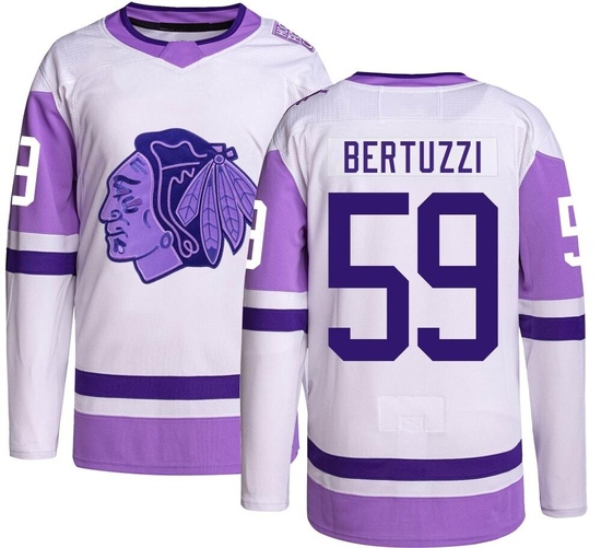 Adidas Tyler Bertuzzi Chicago Blackhawks Authentic Hockey Fights Cancer Jersey -