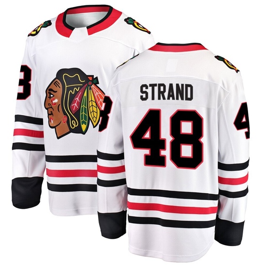 Fanatics Branded Austin Strand Chicago Blackhawks Breakaway Away Jersey - White