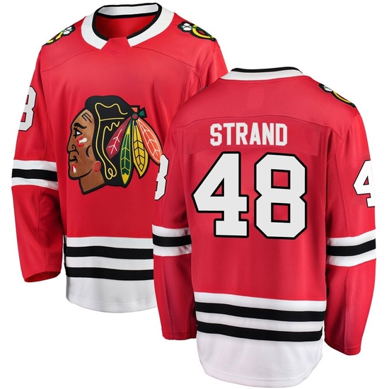 Fanatics Branded Austin Strand Chicago Blackhawks Breakaway Home Jersey - Red