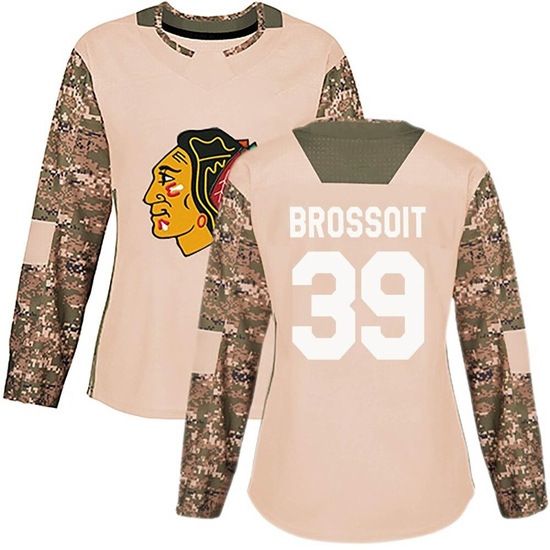 Laurent Brossoit Chicago Blackhawks Women's Authentic adidas Veterans Day Practice Jersey - Camo