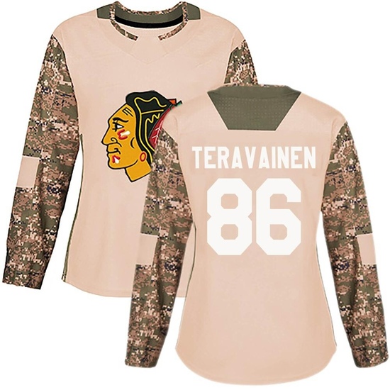 Teuvo Teravainen Chicago Blackhawks Women's Authentic adidas Veterans Day Practice Jersey - Camo